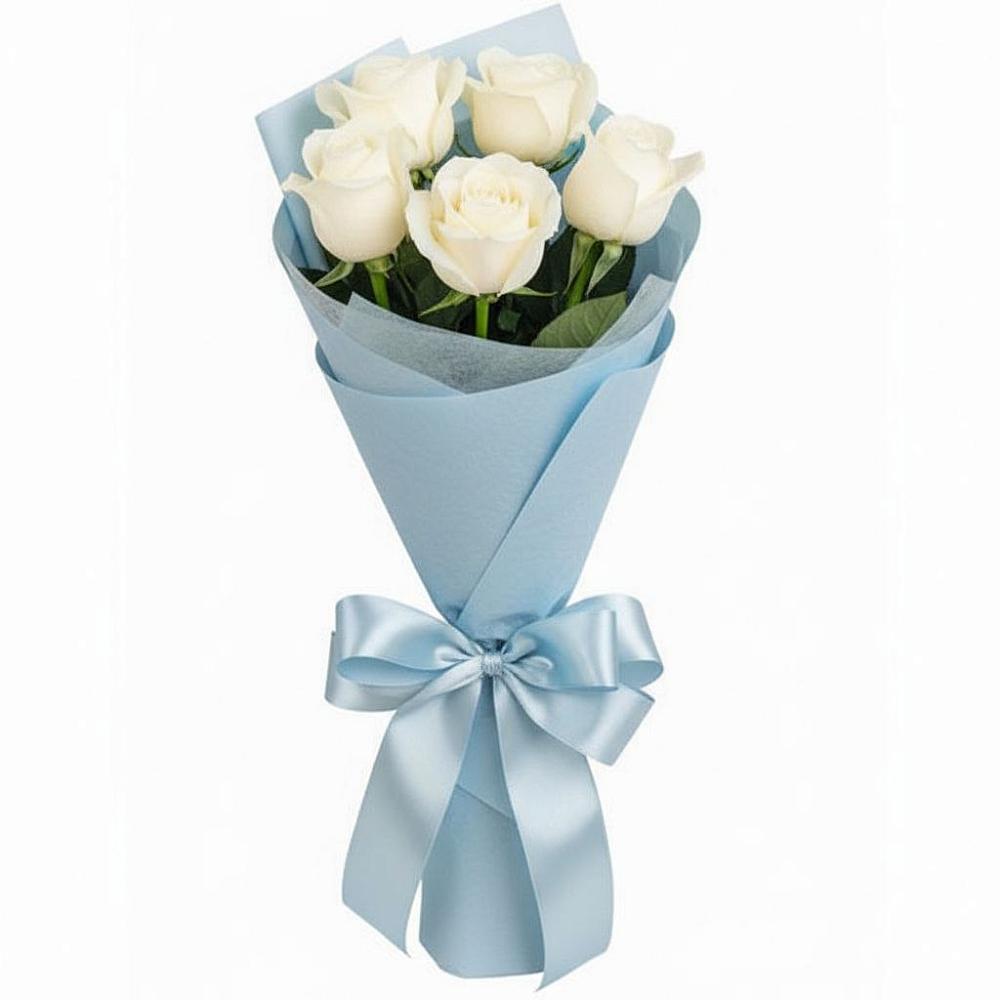 Букет 5 Белых роз Проуд в Свирске