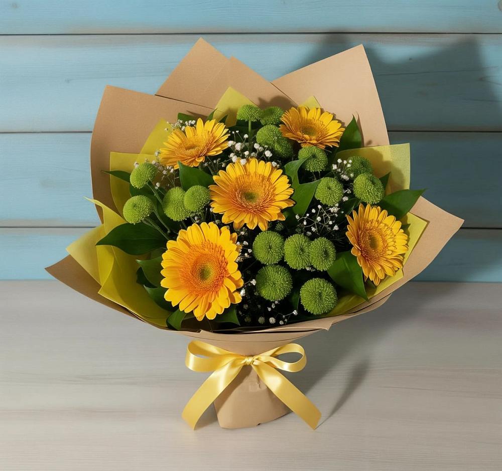 Букет цветов из: Герберы и Хризантемы в Свирске