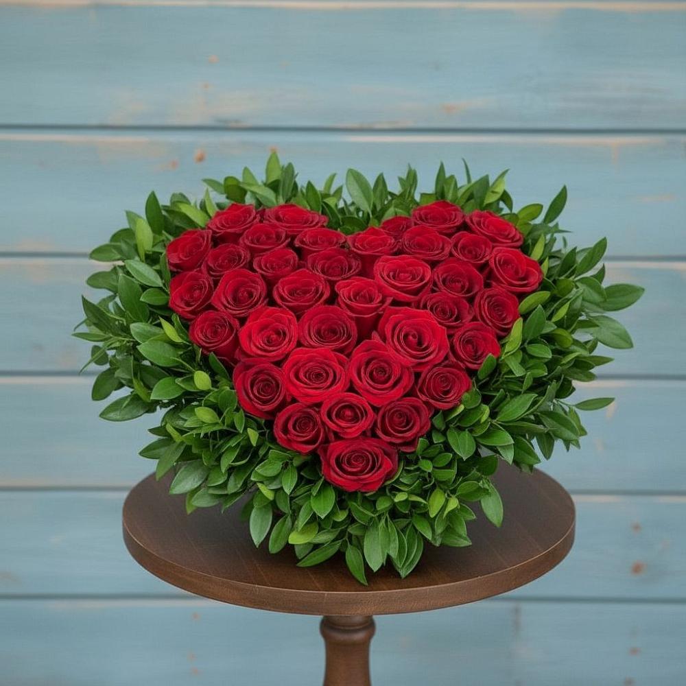 Цветочная композиция из Розы в виде сердца в Свирске