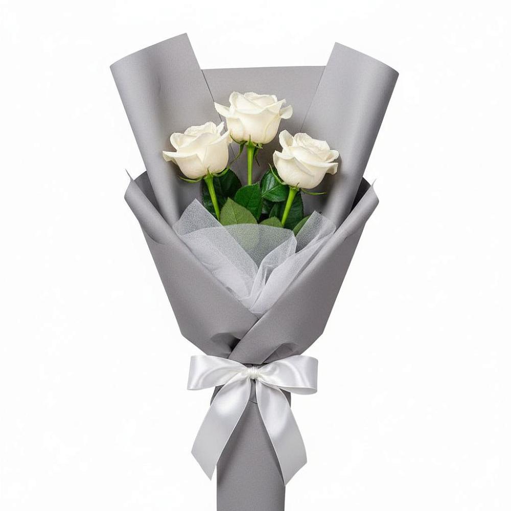 Букет 3 белые розы в Свирске