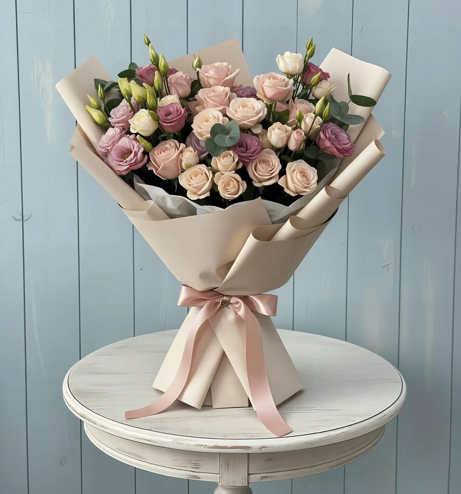 Букет цветов из: Розы и Лизиантусы в Свирске