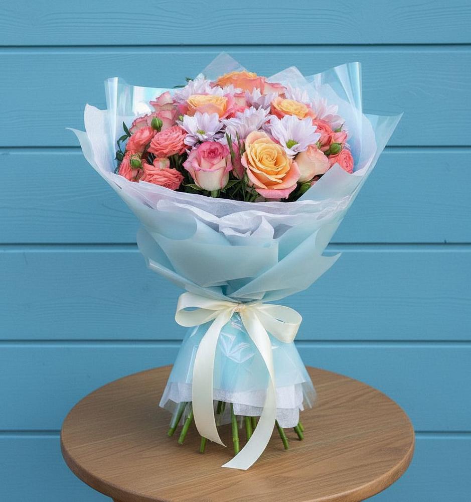 Букет цветов из: Хризантемы и Розы в Свирске